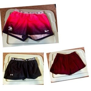 Nike , UA and Runway youth athletic shorts